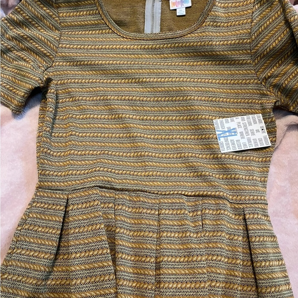 LuLaRoe Women’s Dress with Gold and Black Stripes